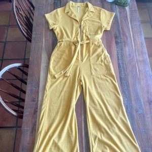 Free People Yellow Terry Cloth Jumpsuit Size Small
